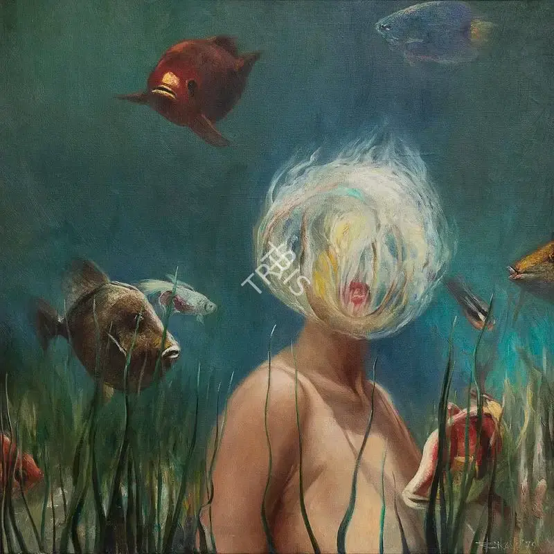 Bhattacharjee, Bikash (Artist). In Aquarium, 1979 | Painting