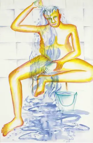 Khakhar, Bhupen (Artist). Untitled (Man Bathing), 1995 | Painting