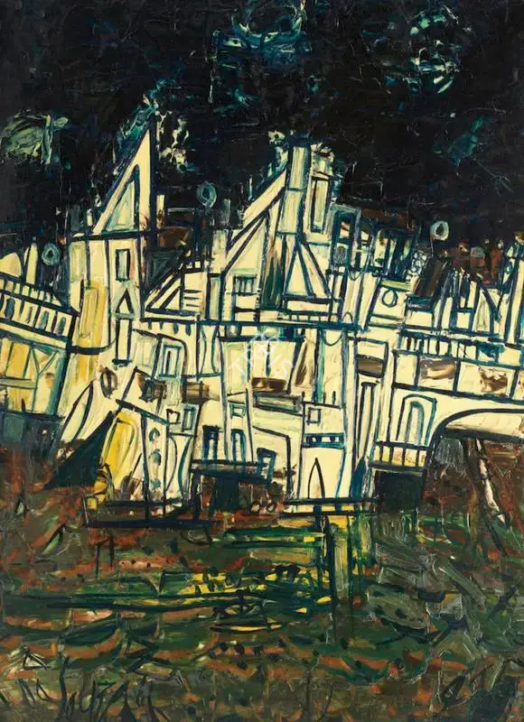 Souza, F.N. (Artist). Untitled (Nightscape), 1961 | Painting