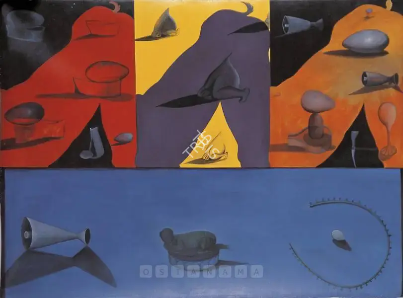 Nair, Surendran (Artist). Apocolocynthosis (The Ostrich Act III). Acrylic and oil on canvas, 1995 | Painting | FineArts | 00600220