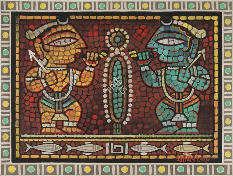 Roy, Jamini (Artist). Untitled (Krishna and Balaram), n.d. | Painting