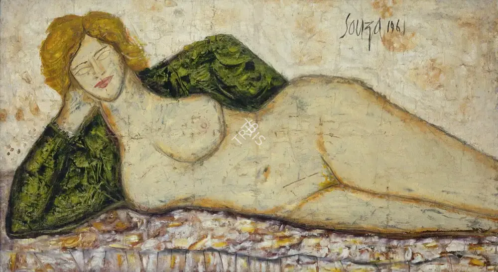 Souza, F.N. (Artist). Nude on Sofa, 1961 | Painting