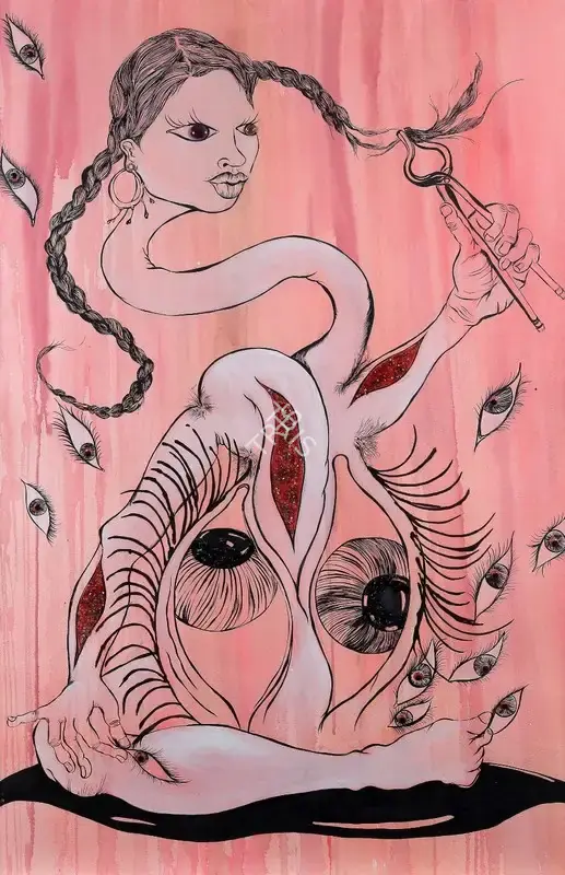 Ganesh, Chitra (Artist). Untitled. Watercolour and glass beads on paper, n.d. | Painting | FineArts | 00330871