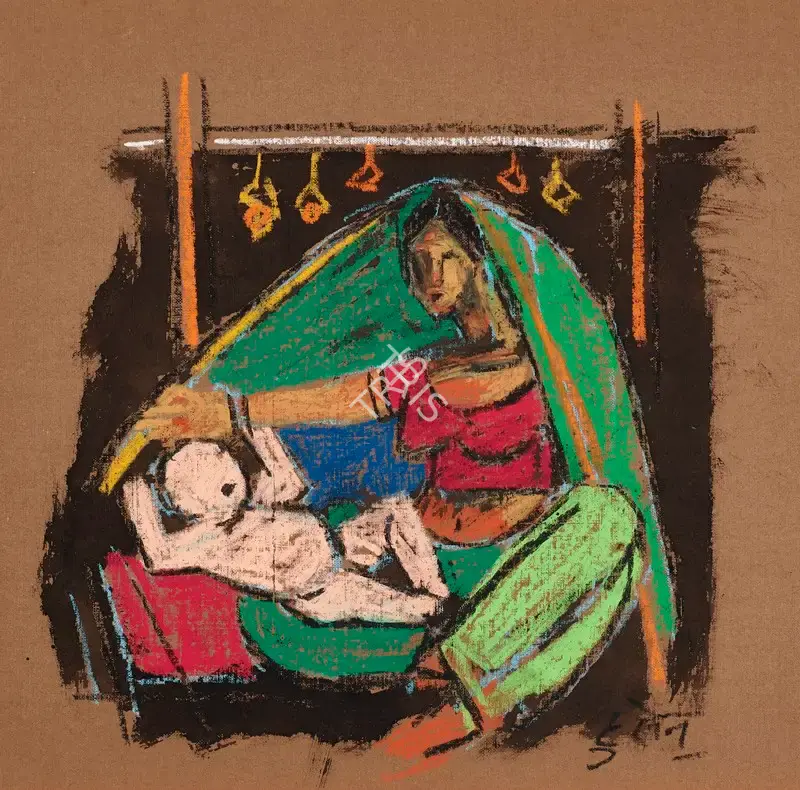 Husain, M.F. (Artist). Untitled (Mother and Child), n.d. | Painting