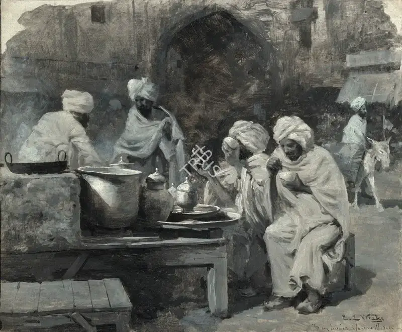 Weeks, Edwin Lord (Artist). An Open-Air Restaurant, Lahore, n.d. | Painting