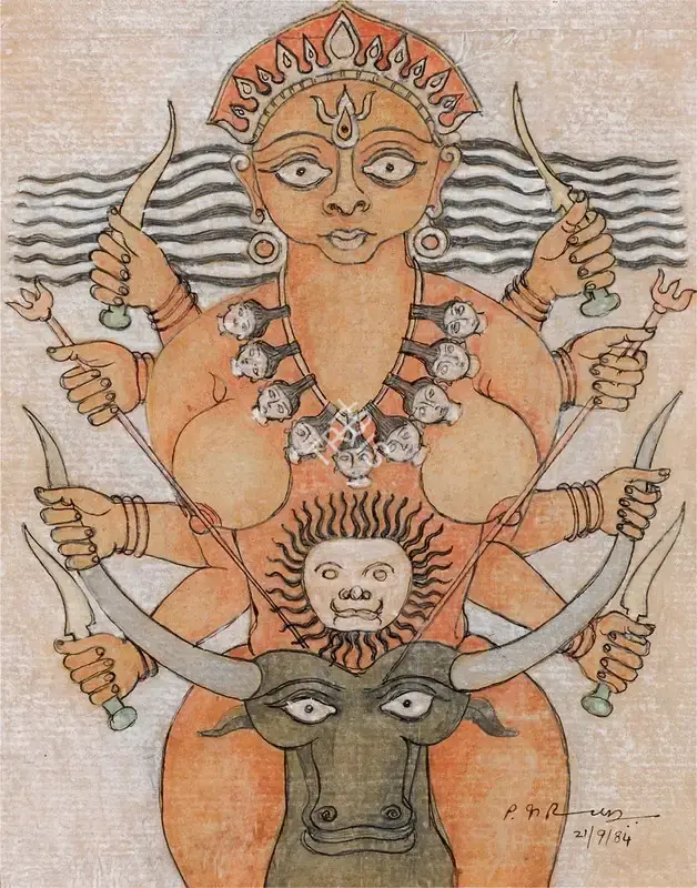 Reddy, P.T. (Artist). Untitled (Shakti). Mixed media on card, 1984 | Painting | FineArts | 00419129