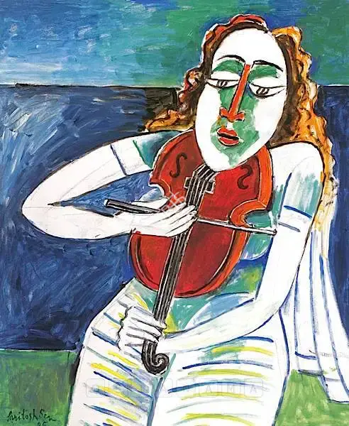 Sen, Paritosh (Artist). The Violin Player, 2005 | Painting