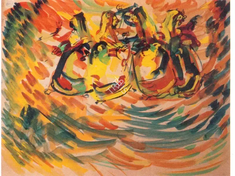 Biswas, Nikhil (Artist). Dancers, n.d. | Painting