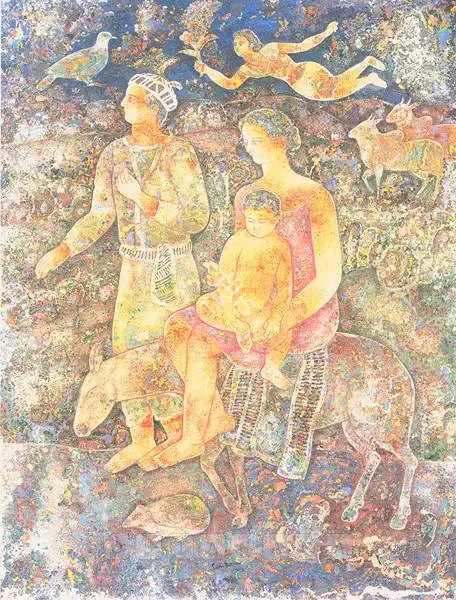 Burman, Sakti (Artist). Flight To Egypt. Oil on canvas, 2002 | Painting | FineArts | 00600328