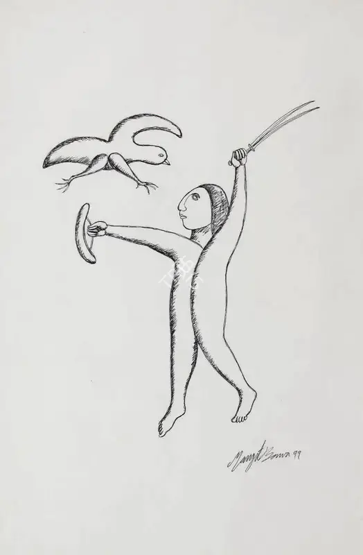 Bawa, Manjit (Artist). Untitled (Warrior and Bird), 1999 | Drawing
