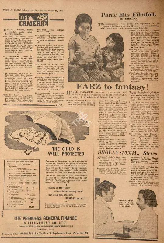 Farz to Fantasy !. In Blitz - India's Greatest Weekly. p. 30. Bombay: R.K. Karanjia, 16 August 1975 | Film Review | CinemaEducation | 00143532