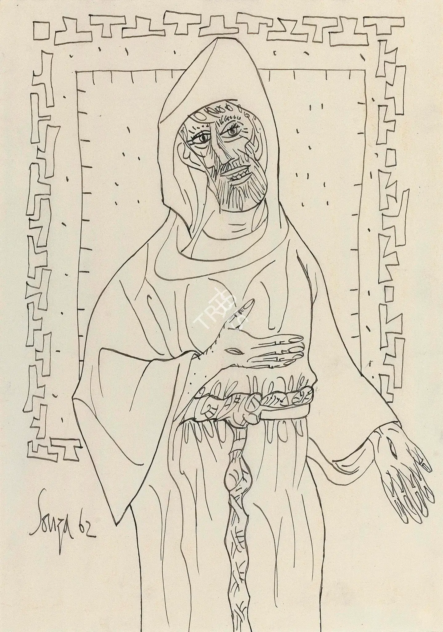 Souza, F.N. (Artist). Untitled (St Francis), 1962 | Drawing