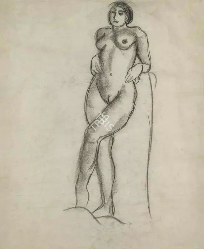Sher-Gil, Amrita (Artist). Untitled (Nude). Charcoal on paper, c.1930 | Drawing | FineArts | 00336905