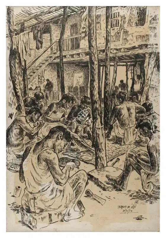 Chowdhury, Deb Kumar Roy (Artist). Untitled (Cobblers). Ink on paper, 1950 | Painting | FineArts | 00355746