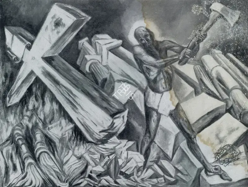 Orozco, Clemente (Artist). Christ Destroying His Cross, n.d. | Painting