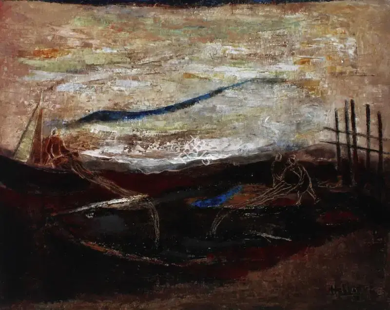 Hebbar, K.K. (Artist). Fish Haul, 1993 | Painting