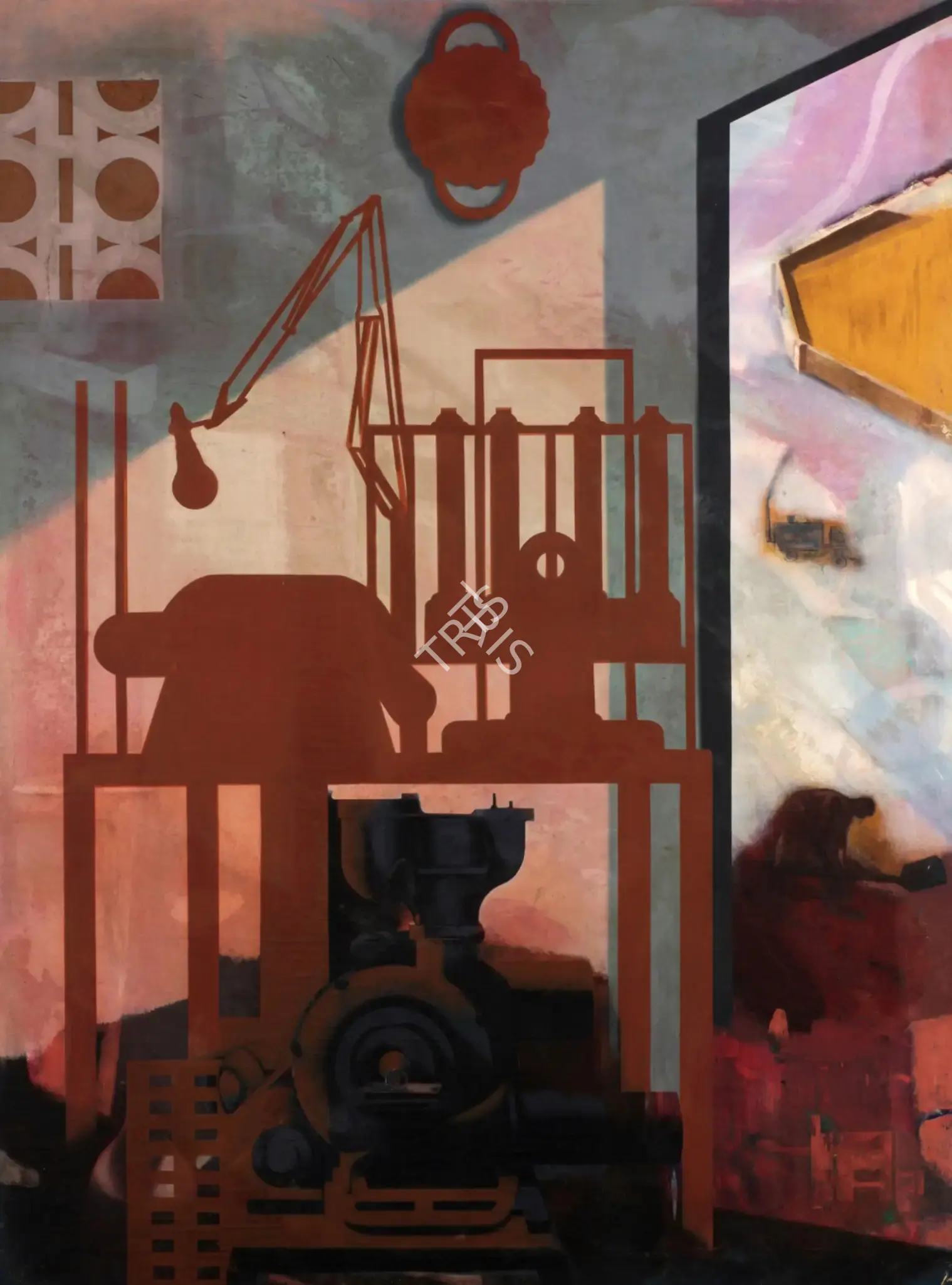 Sharma, Nataraj (Artist). Machine Shop. Mixed media on canvas, 1994-1996 | Painting | FineArts | 00900321