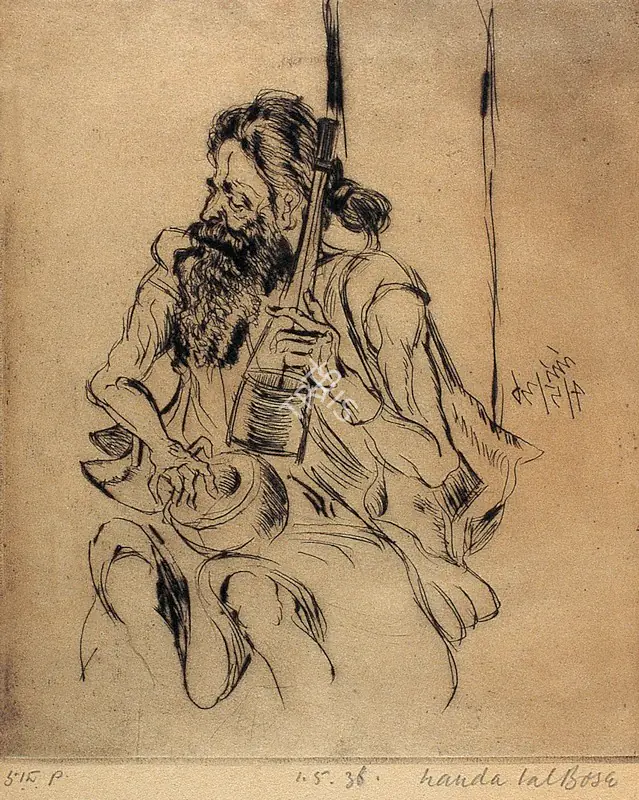 Bose, Nandalal (Artist). Baul Singer, 1936 | Drawing