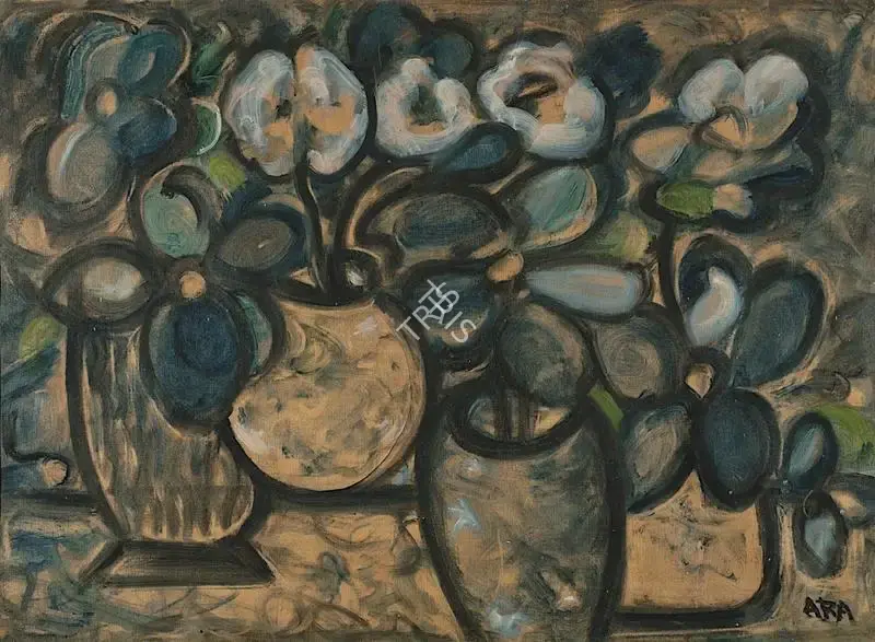 Ara, K.H. (Artist). Still Life with Flowers. Oil on Paper, 1966-1967 | Painting | FineArts | 00417985