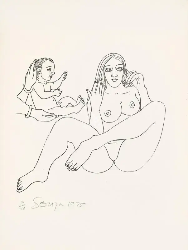 Souza, F.N. (Artist). Untitled (Mother and Child), 1975 | Drawing