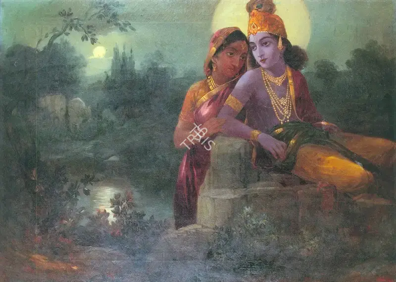 Bukhsh, Ustad Allah (Artist). The Moonlight Meeting. Oil on canvas, n.d. | Painting  | 00877664