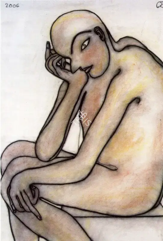 Chowdhury, Jogen (Artist). Man In A Pensive Mood, 2006 | Drawing