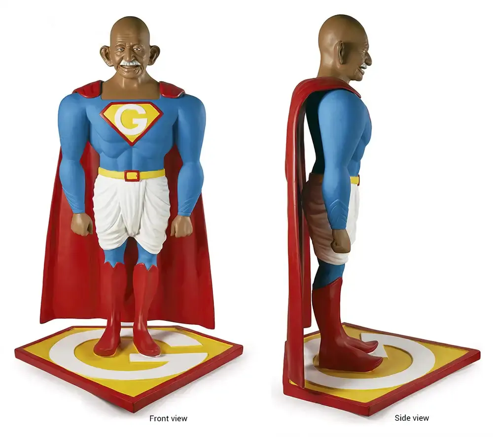 Roy, Debanjan (Artist). Super Gandhi. Weather coat acrylic paint on fibreglass; Edition 5, 2019 | Sculpture | FineArts | 00419058