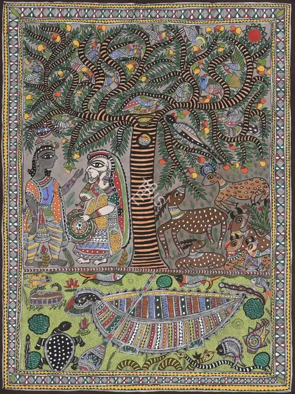 Devi, Dulare (Artist). Untitled (Madhubani Painting). Acrylic on handmade paper, n.d. | Painting | FineArts | 00417630