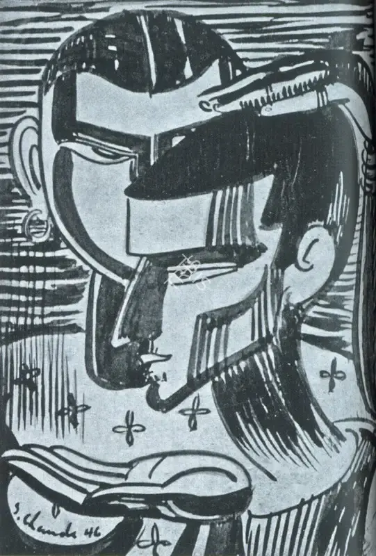 Chavda, Shiavax (Artist). Benediction. Ink, 1946 | Marg, December 2022 - March 2023 | Painting | FineArts | 00675431