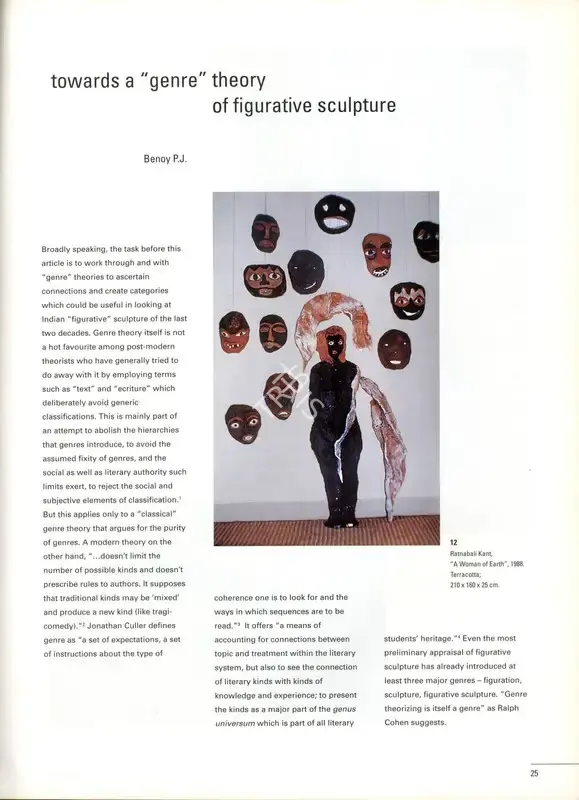 P.J., Benoy (Essayist). Towards a "Genre" Theory of Figurative Sculpture. In Marg - Contemporary Indian Sculpture. 52(1), pp. 25-39. Mumbai: J.J. Bhabha, September 2000 | Essay | FineArts | 00669065