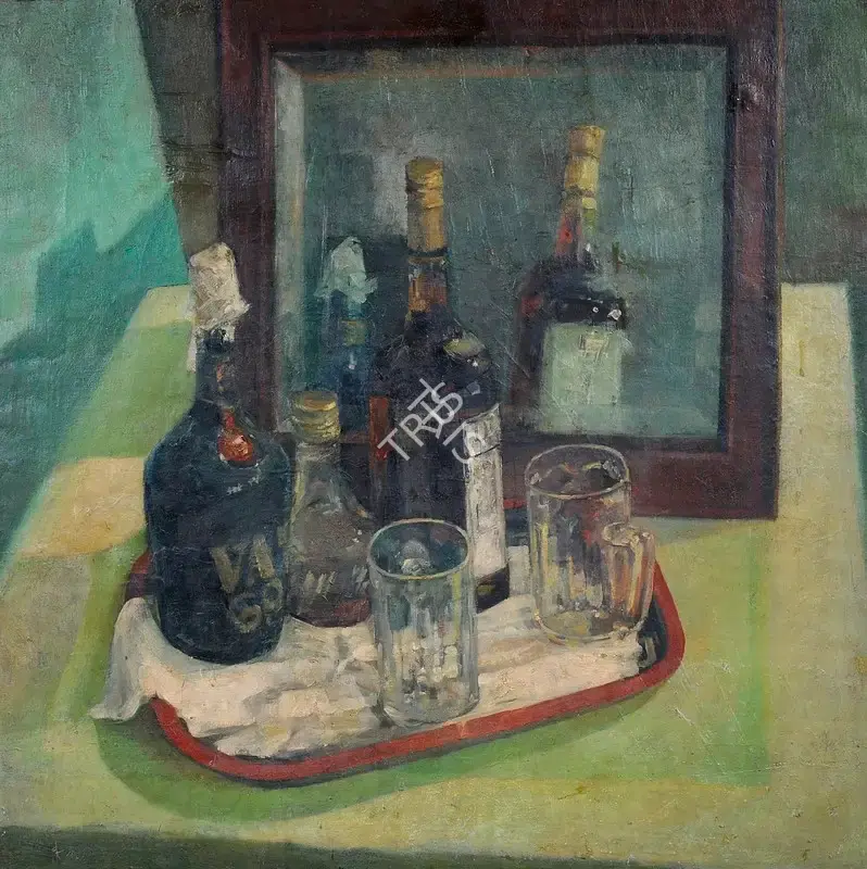 Bhattacharjee, Bikash (Artist). Still Life. Oil on canvas, 1966 | Painting | FineArts | 00641779