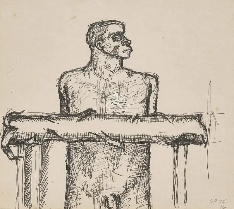 Patwardhan, Sudhir (Artist). Felled Tree Trunk. Ink on paper, 1975-76 | Drawing | EconomicsArt | 00869931