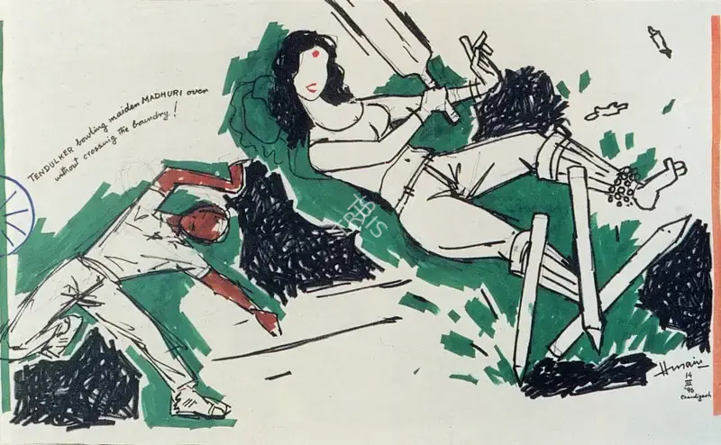 Husain, M.F. (Artist). Tendulkar and Madhuri, 1996 | Painting