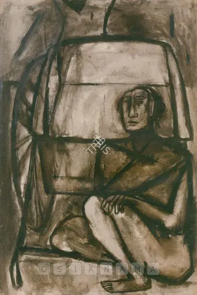 Mehta, Tyeb (Artist). Rickshaw Puller. Oil on canvas, 1961 | Painting | FineArts | 00600600