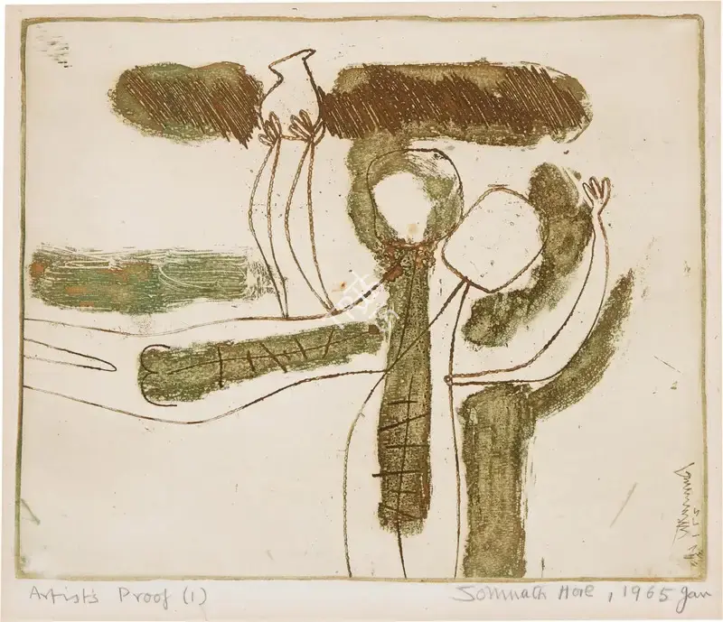 Hore, Somnath (Artist). Untitled. Intaglio print, 1965 | Print | EconomicsArt | 00872716