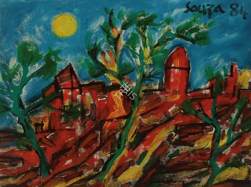 Souza, F.N. (Artist). Cityscape, 1984 | Painting