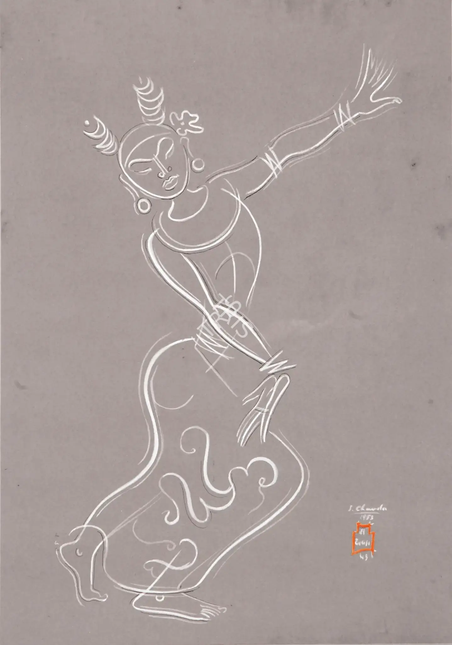 Chavda, Shiavax (Artist). Dancer, 1953 | Drawing