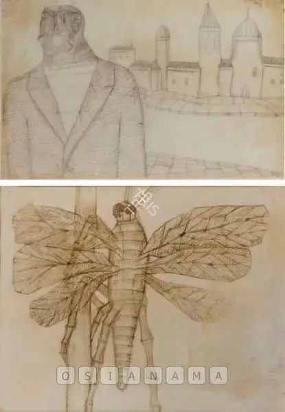 Souza, F.N. (Artist). A Bust Portrait Of A Man Before Building, 1954 | Drawing