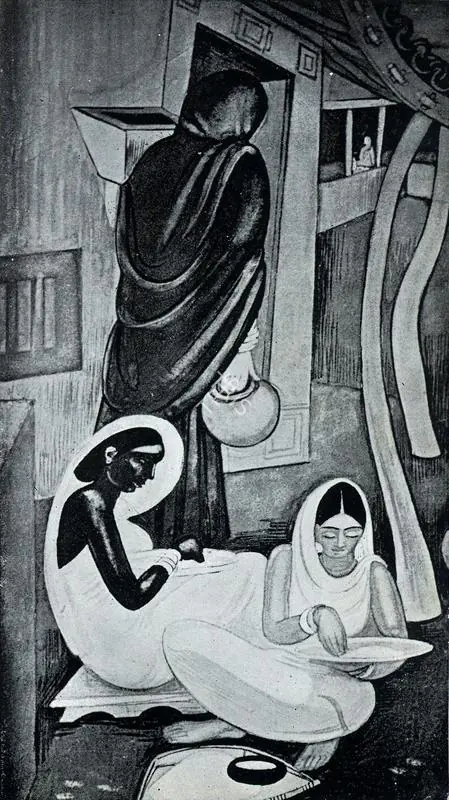 Chavda, Shiavax (Artist). Three Women. Tempera, 1946 | Marg, July 1947 | Painting | FineArts | 00673740