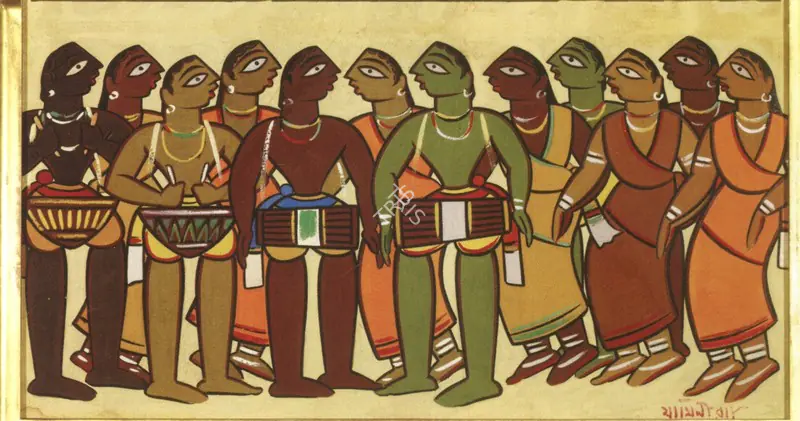 Roy, Jamini (Artist). Santhal Dance. Tempera on Paper, n.d. | Marg, December 2022 - March 2023 | Painting | FineArts | 00675404
