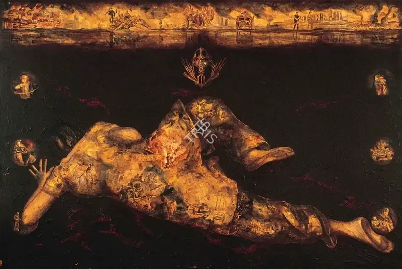 Basak, Aditya (Artist). War. Acrylic on canvas, 2002 | Painting | FineArts | 00597771