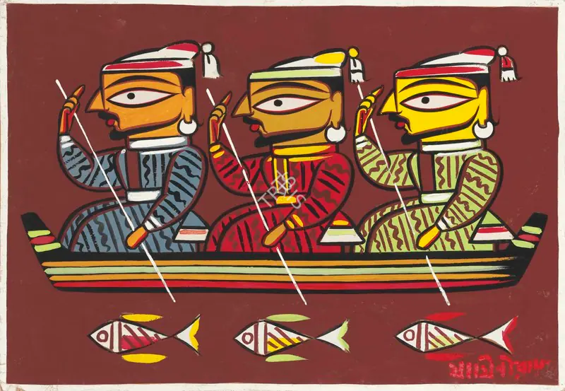 Roy, Jamini (Artist). Untitled (Three Boatmen), after 1920s | Painting