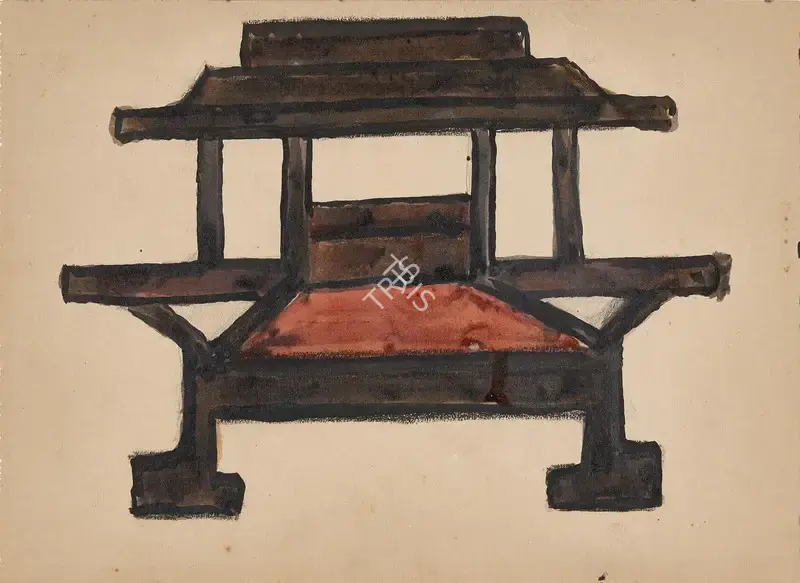 Tagore, Rabindranath (Artist). A Chair Design. Ink on paper, n.d. | Drawing & Sketch  | 00868419