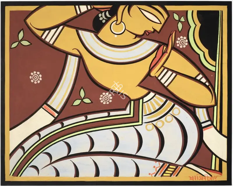 Roy, Jamini (Artist). Untitled (Seated Gopini), n.d. | Painting