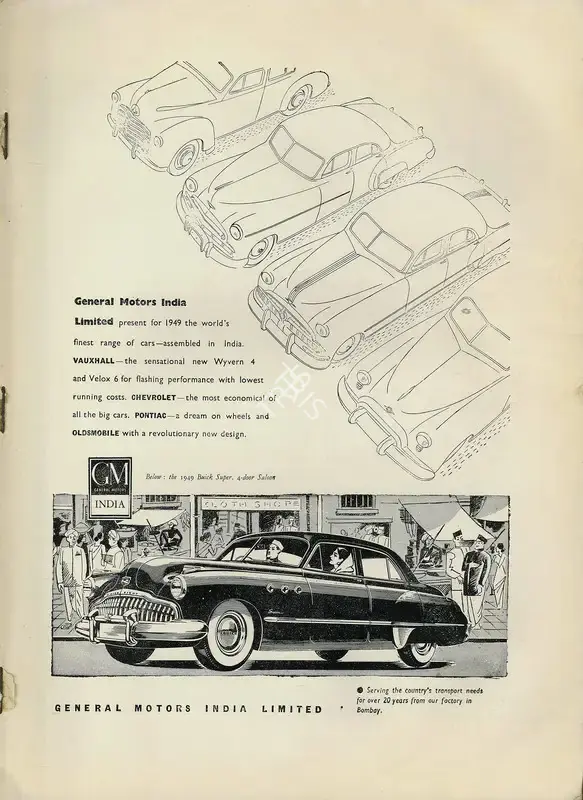 General Motors India (Advertiser). The 1949 Buick Super- 4-Door Saloon, 1949 | Advertisement