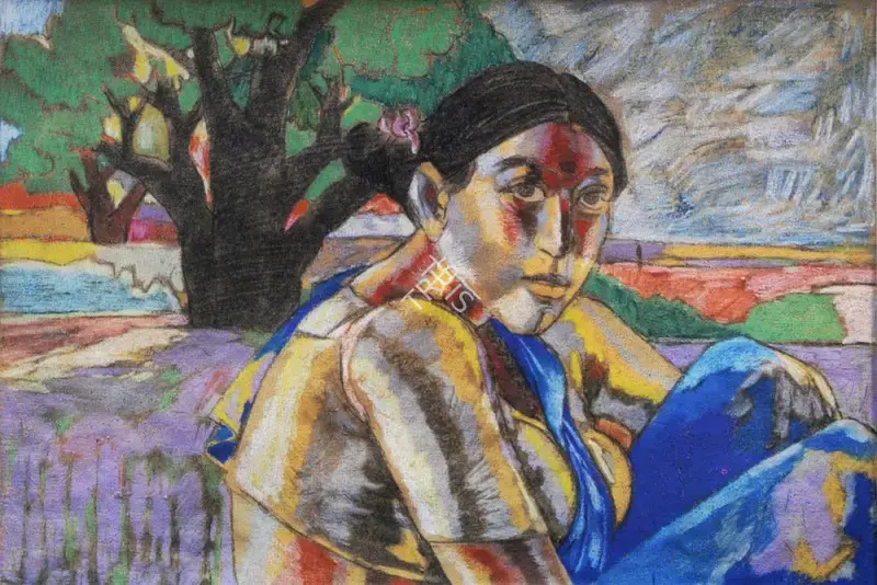 Goud, K. Laxma (Artist). Waiting, n.d. | Drawing