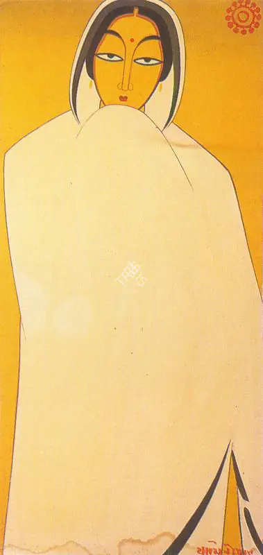 Roy, Jamini (Artist). A Woman Standing wearing a White Sari, n.d. | Painting