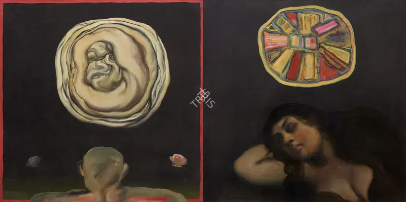 Chowdhury, Jogen (Artist). Untitled (Dreamers). Oil on canvas, 1974 | Painting | FineArts | 00357367