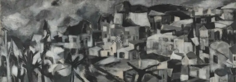 Padamsee, Akbar (Artist). Greek Landscape. Plastic emulsion on canvas, 1960 | Painting | FineArts | 00642174