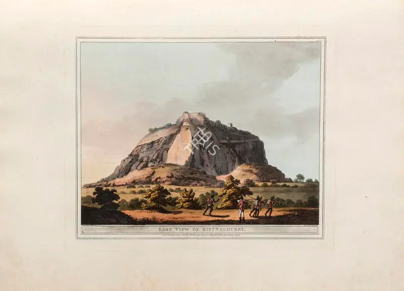 Harraden (Printmaker). East view of Kistnaghurry. Print on paper, 04 June 1804 | Aquatint, A Brief History of Ancient and Modern India, 1805 | Scholarship | 00156207